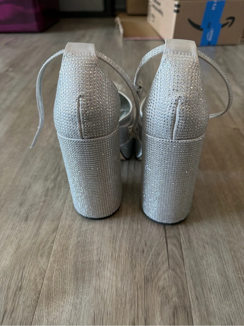 Women’s Steve Madden Charlize Silver Rhinestone Platform Heel - Size 8.5